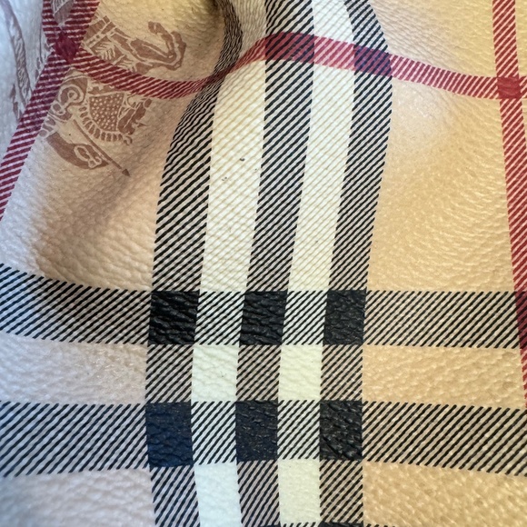 BURBERRY Chocolate Brown Leather Haymarket Check Coated Canvas Chain Strap Hobo - Picture 17 of 17